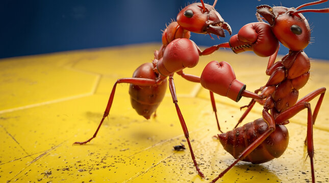 An absurd manifestation of hidden friction and tiny rivalries. It represents the fierce, often unseen battles of the small and mighty, where instinct is channeled into a structured dance of power.