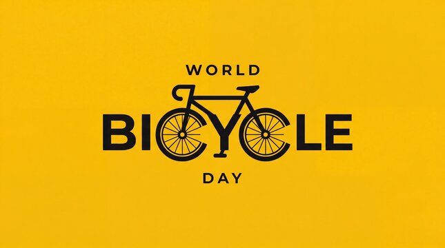 World bicycle day yellow poster