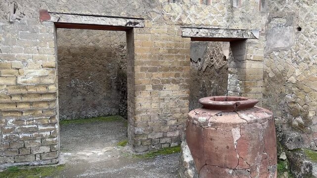 Large Ancient Clay Storage Jar Inside a Roman Villa in Herculaneum