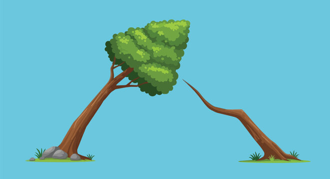 Broken Tree Damage Concept.