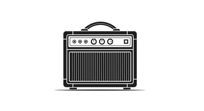 Black amplifier icon isolated on white background for music and audio