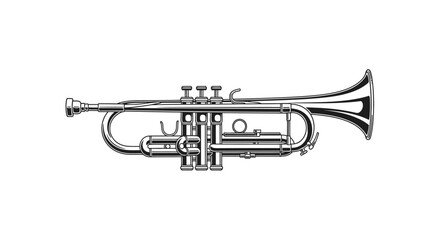 Obraz premium Elegant trumpet illustration in black and white against a clean white backdrop