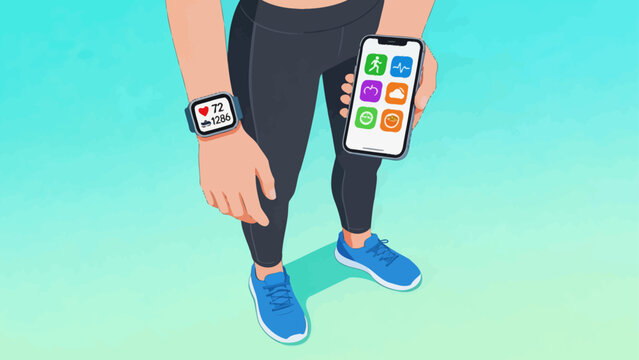 Person with smartwatch and phone