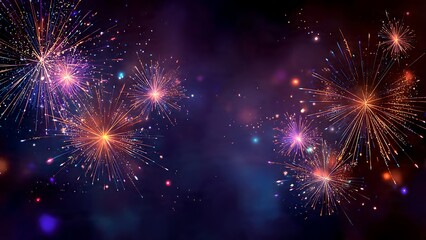 Fototapeta premium Colorful fireworks in dark background