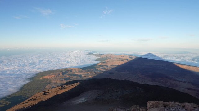 Teide volcano shadow over tenerife landscape