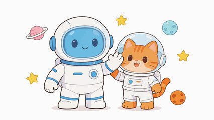 Cute cat and astronaut in space © Wester