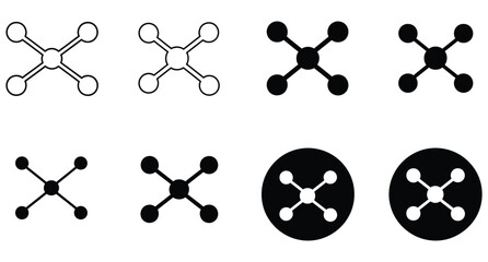 Fototapeta premium Black and white network node with solid and outline styles connection technology signal