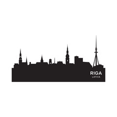 Fototapeta premium riga skyline silhouette on white background high quality