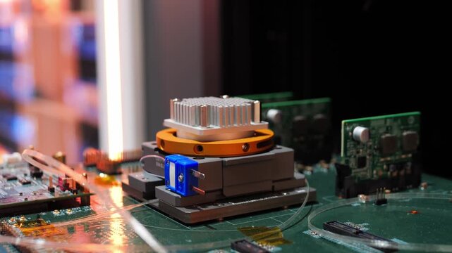 Big data gpu ai robot modern server center computer pc. Bitcoin and crypto mining farm. High tech server computers at work, data center modern supercomputer.