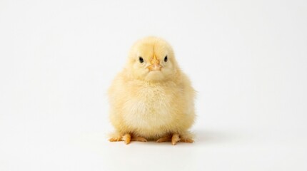 Obraz premium Fluffy Chick: An adorable, fluffy chick stands poised, embodying the essence of new life and the promise of spring. 