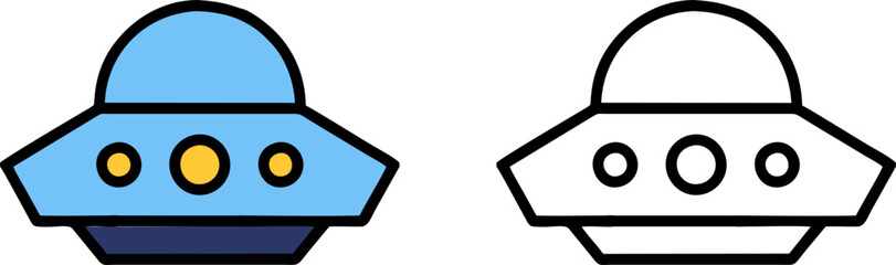 UFO Spaceship Flying Saucer Line Icon Vector  © Cik