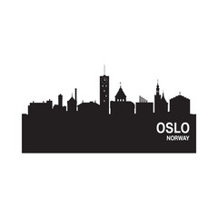 Fototapeta premium oslo norway skyline silhouette on white background