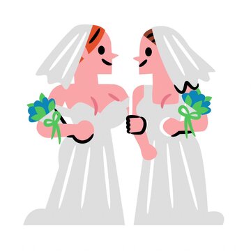 Same sex wedding couple cartoon animation celebrating love equality and pride with joyful colorful romantic scene