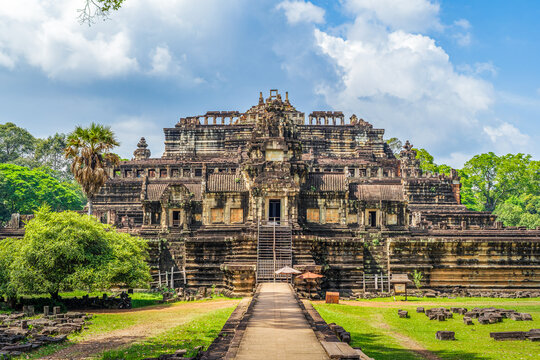 Bayon Temple Exterior Facade at Angkor Thom, Siem Reap, Cambodia