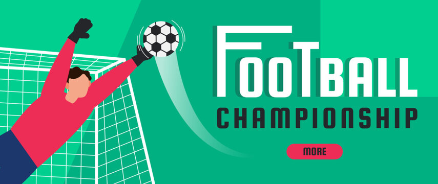 football soccer banner design with goalkeeper catching ball vector illustration 