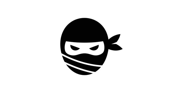 Minimalist black silhouette icon of a ninja character.
