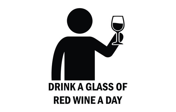 Stick figure holding a glass of red wine  drink a glass of red wine a day