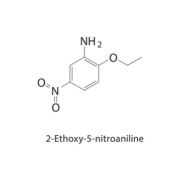 2-Ethoxy-5-nitroaniline skeletal structure. amine compound schematic illustration. Simple diagram, chemical formula.