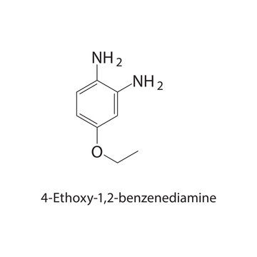 4-Ethoxy-1,2-benzenediamine skeletal structure. diamine compound schematic illustration. Simple diagram, chemical formula.