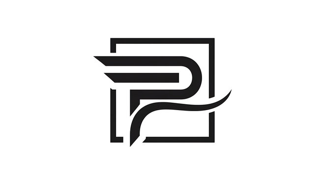 Black and white of a stylized letter "r" in a serif font