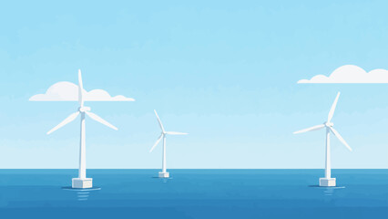 Wind turbines in ocean © Fan