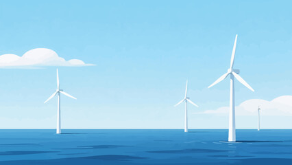 Wind turbines in ocean © Fan