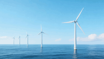 Offshore wind turbines in ocean © Fan