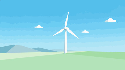 Wind turbine in green landscape © Fan