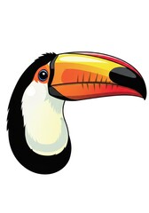 Naklejka premium Toucan head is shown in this colorful illustration against a white background.