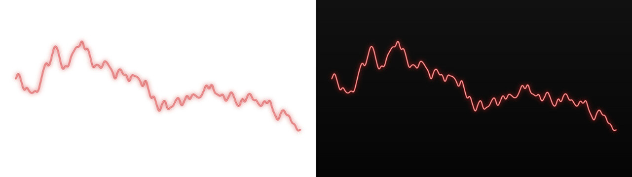 PNG image of&nbsp;A vibrant red neon glowing line graph illustrating a downward trend in data or financial market performance on transparent background.