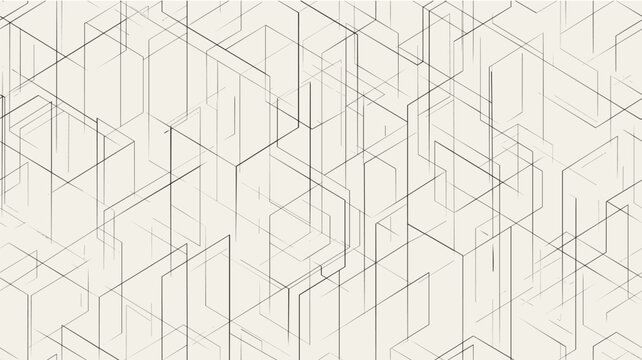 Seamless parametric geometric lines forming abstract pattern. Minimal black lines creating a repeating technical grid background
