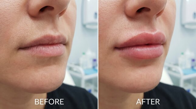 Before and After Lip Filler Injection: Fullness Enhancement