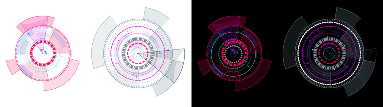 PNG image of&nbsp;Futuristic circular interface design with digital elements and intricate graphic patterns on transparent background