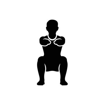 Black silhouette of a person doing a squat exercise