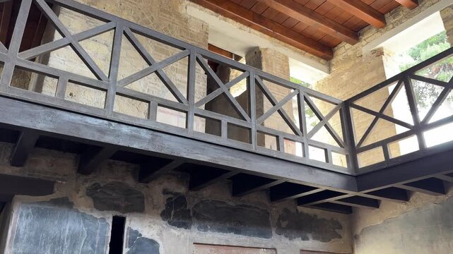 Preserved Room with Wooden Balustrade a Roman Villa of Herculaneum