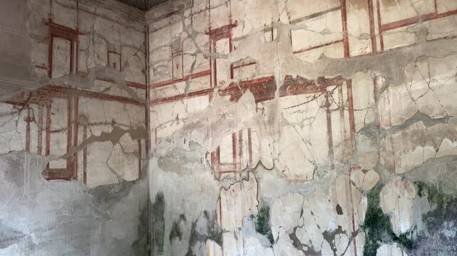 Preserved Room with Painted Walls in a Roman Villa of Herculaneum