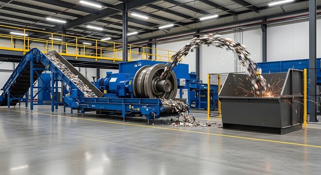 Industrial Recycling Facility - Processing Waste Materials for Environmental Sustainability.