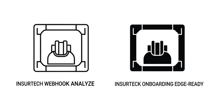 Comparison of insurtech webhook analyze and onboarding edge-ready icons