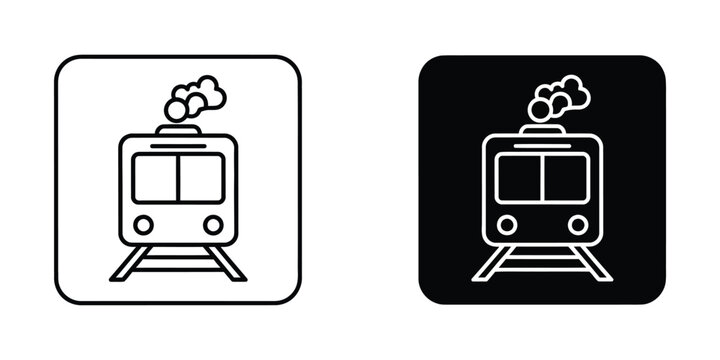 Contrast icon designs of a funicular railway with steam emission