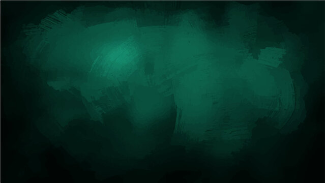 Vector Mysterious emerald abstract brushstrokes emerge from darkness, texture conveys depths of creativity, raw emotions in design.