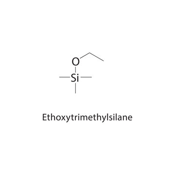 Ethoxytrimethylsilane skeletal structure. silane compound schematic illustration. Simple diagram, chemical formula.
