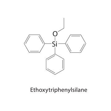 Ethoxytriphenylsilane skeletal structure. silane compound schematic illustration. Simple diagram, chemical formula.