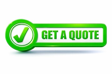 Fototapeta premium Green checkmark button with get a quote text for website call to action