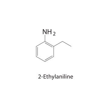 2-Ethylaniline skeletal structure. amine compound schematic illustration. Simple diagram, chemical formula.