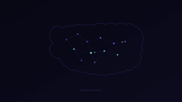 Brain neural network animation artificial intelligence data connections technology background