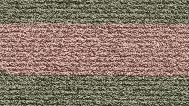 Cinematic macro of striped boucl&eacute; fabric featuring sage green and dusty rose tones, showcasing intricate loop textures and a soft cozy weave.