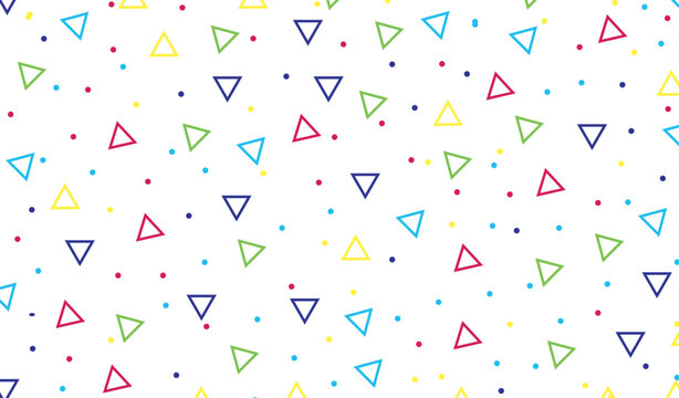 A collection of colorful geometric seamless pattern with triangles and polka dots. seamless pattern for wrapping paper, party and fabric design. vector illustration.