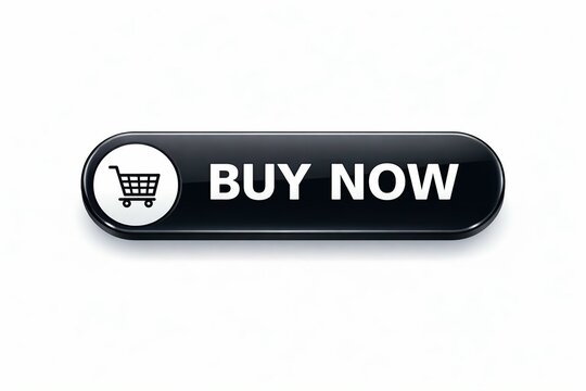 Black modern buy now button with shopping cart icon