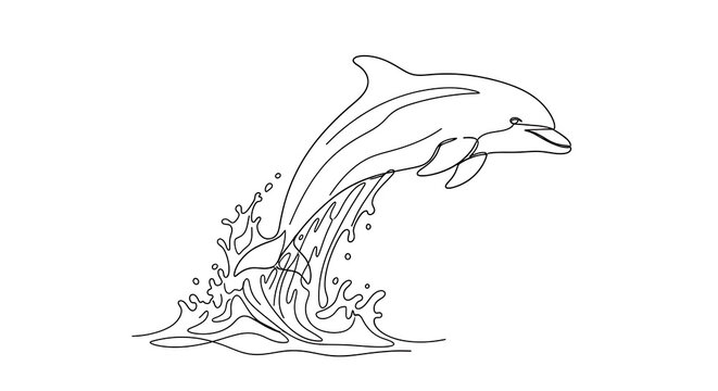 Dolphin jumping out of water with splash  marine mammal in motion transparent background