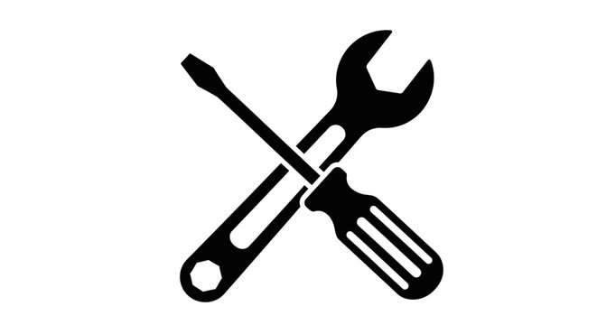 Crossed wrench and screwdriver tools.